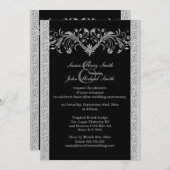 シルバーブラック結婚ズ記念日婚約 招待状 (正面/裏面)