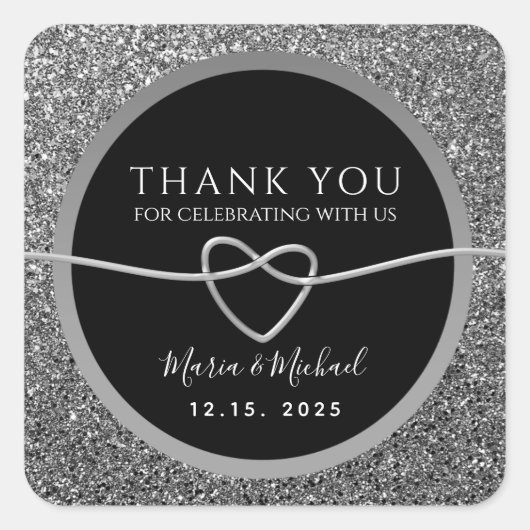 シルバーブラック結婚ズ・サンキュー スクエアシール (正面)