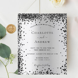 シルバーブラック結婚式招待状