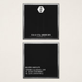 シルバーブラック縁どロゴのヘアクリップ表示カード (正面&裏面)