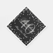 シルバーブラック40th誕生日グリッター紙吹雪 スタンダードランチョンナプキン (角)