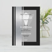 シルバーブラック&ホワイトストライプの日付を保存 セーブザデート (スタンド正面)