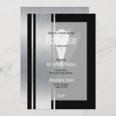 シルバーブラック&ホワイトストライプの日付を保存 セーブザデート (正面/裏面)