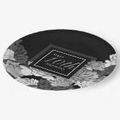 シルバーブラック&ホワイト10周年記念バラプリント ペーパープレート (アングル)