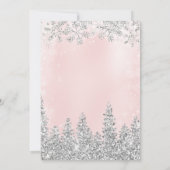 シルバーブラッシュピンクの雪松冬のブライダルシャワー 招待状 (裏面)