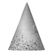 シルバーブラッシュメタルグリッターモノグラム名 パーティーハット (左)