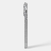 シルバーブラッシュメタルグリッターモノグラム名 iPhoneケース (左側面)