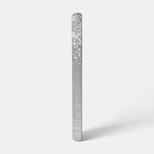 シルバーブラッシュメタルグリッターモノグラム名 SAMSUNG GALAXYケース (左側面)