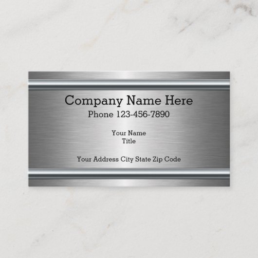 シルバーブラッシングメタルルックモダンデザイン 名刺 (正面)