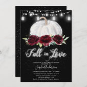 シルバーブルガンディパンプキン秋インラブブライダルシャワー 招待状 (正面/裏面)