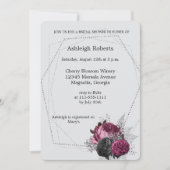 シルバーブルガンディマルサラフローラブライダルシャワー 招待状 (正面)