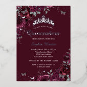 シルバーブルゴーニュの花キンセアニェラ 箔招待状 (正面)