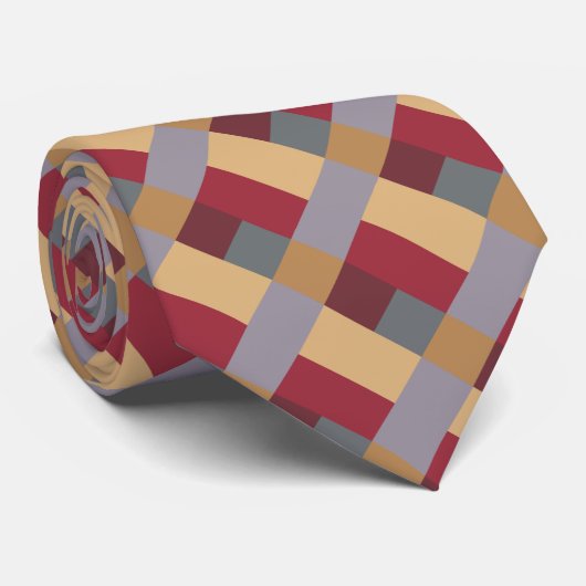 シルバーブルゴーニュレッドクリームグレーカラーブロック ネクタイ (ロール)