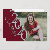 シルバーブルゴーニュ2020写真卒業招待状 招待状 (正面/裏面)