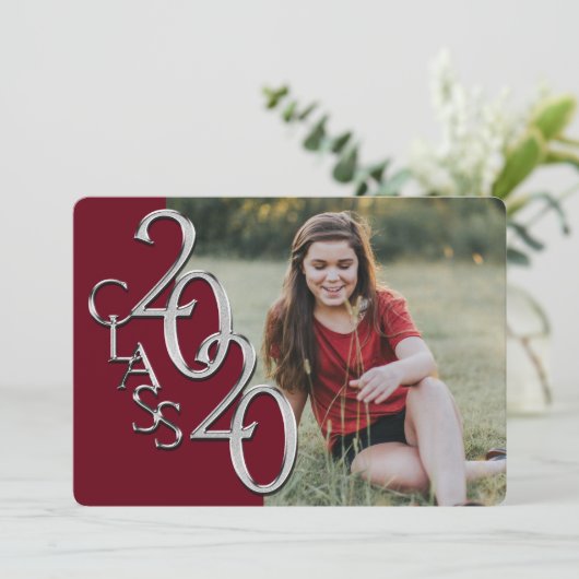 シルバーブルゴーニュ2020写真卒業招待状 招待状 (スタンド正面)