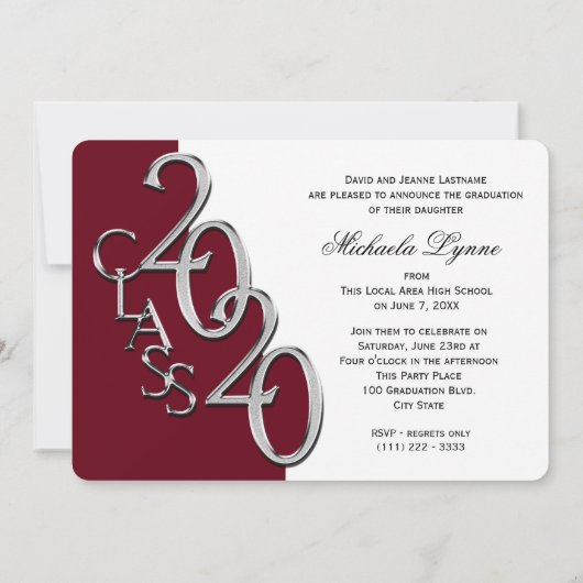 シルバーブルゴーニュ2020写真卒業招待状 招待状 (裏面)