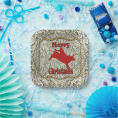 シルバーブルライダーベルトバックルクリスマス ペーパープレート (パーティー)