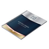 シルバーブルーおよび金ゴールドメタリック背景 ノートブック (左側)