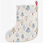 シルバーブルーお洒落クリームクリスマスツリー ラージクリスマスストッキング (裏面)