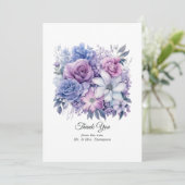 シルバーブルーとライラックの花の結婚式 サンキューカード (スタンド正面)