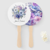 シルバーブルーとライラックの花の結婚式 ハンドファン (正面&裏面)