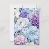 シルバーブルーとライラックの花の結婚式 出欠カード (裏面)