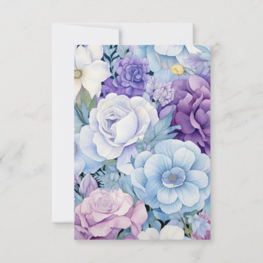 シルバーブルーとライラックの花の結婚式 出欠カード (裏面)