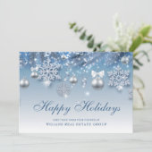 シルバーブルーのクリスマスオーナメント企業のグリーティング シーズンカード (スタンド正面)