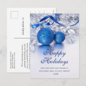 シルバーブルーのクリスマスオーナメント企業のグリーティング シーズンポストカード (正面/裏面)