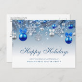 シルバーブルーのクリスマスオーナメント企業のグリーティング シーズンポストカード (正面/裏面)