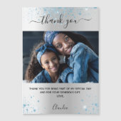 シルバーブルーのグリッター感謝してい写真you magnet (正面)