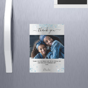 シルバーブルーのグリッター感謝してい写真you magnet