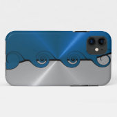 シルバーブルーのステンレスメタリック旋回パターン Case-Mate iPhoneケース (裏面(横))