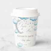シルバーブルーの月の男の子の赤ちゃんシャワー 紙コップ (正面)