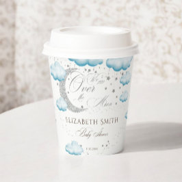 シルバーブルーの月の男の子の赤ちゃんシャワー 紙コップ