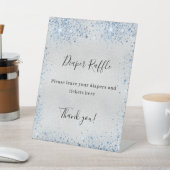 シルバーブルーの赤ちゃんシャワーおむつラッフルの看板 台座サイン (インサイチュ)