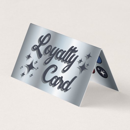 シルバーブルーアイシャドパレット折り畳みロイヤリティカード 名刺 (正面)