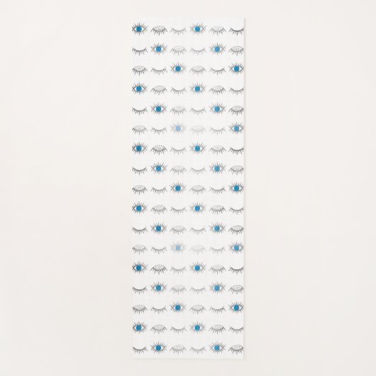 シルバーブルーイビルアイアイアレイズナザルマティパターン ヨガマット (正面)