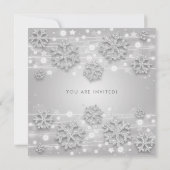 シルバーブルーウィンターグリッター50歳誕生日パーティー 招待状 (裏面)