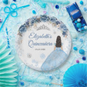 シルバーブルーウィンタースノーフレークカンス紙プレート ペーパープレート (パーティー)