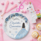 シルバーブルーウィンタースノーフレークカンス紙プレート ペーパープレート (パーティー)