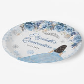 シルバーブルーウィンタースノーフレークカンス紙プレート ペーパープレート (アングル)