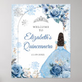シルバーブルーウィンタースノーフレークMis Quinceへようこそ ポスター (正面)