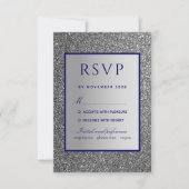 シルバーブルーウェディングRSVPカード 出欠カード (正面)