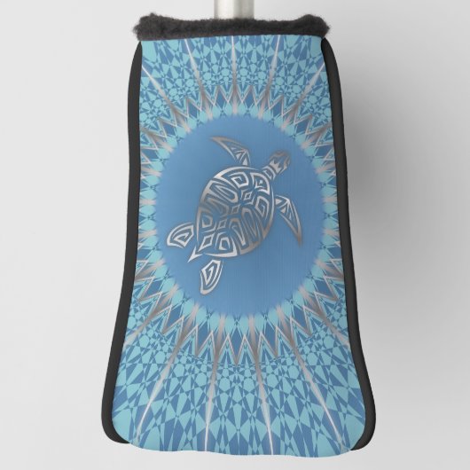 シルバーブルーウミガメとマンダラマリタイム ゴルフヘッドカバー (回転90)