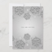 シルバーブルーエレガントウィンターグレームクリスマスパーティー 招待状 (裏面)