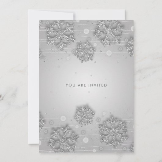 シルバーブルーエレガントウィンターグレームクリスマスパーティー 招待状 (裏面)