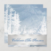 シルバーブルーエレガントクリスマスパーティの招待状 招待状 (正面/裏面)