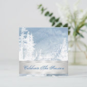 シルバーブルーエレガントクリスマスパーティの招待状 招待状 (スタンド正面)