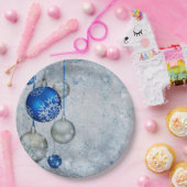 シルバーブルーオーナメント ペーパープレート (パーティー)